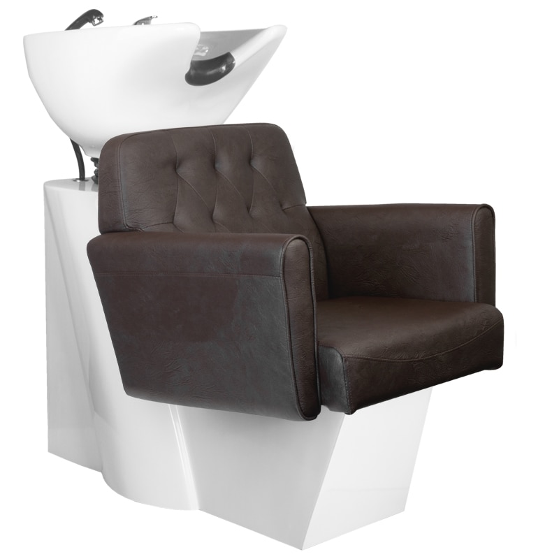 Unitate De Spalare Coafor, WNR, Hamburg, Alba Cu Scaun Maro 110x76x94 cm