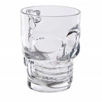 Pahar din sticla pentru bere, forma de craniu, 500 ml, Pufo Pahar din sticla pentru bere, forma de craniu, 500 ml, Pufo