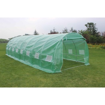 Solariu verde pentru gradina, structura otel si folie cu insertie fibra de sticla, 8 x 3 x 2 m Solariu verde pentru gradina, structura otel si folie cu insertie fibra de sticla, 8 x 3 x 2 m