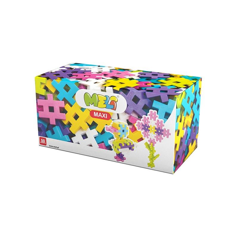 Set creativ de constructie, Maxi Pink 50 piese mari, Meli