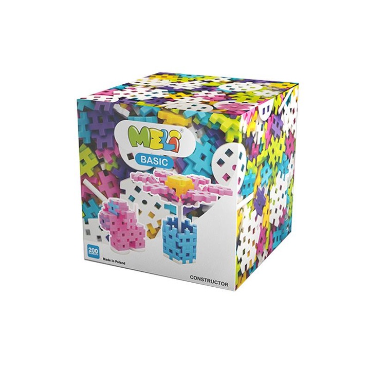 Set de constructie creativa Constructor Pink 200 piese, Meli