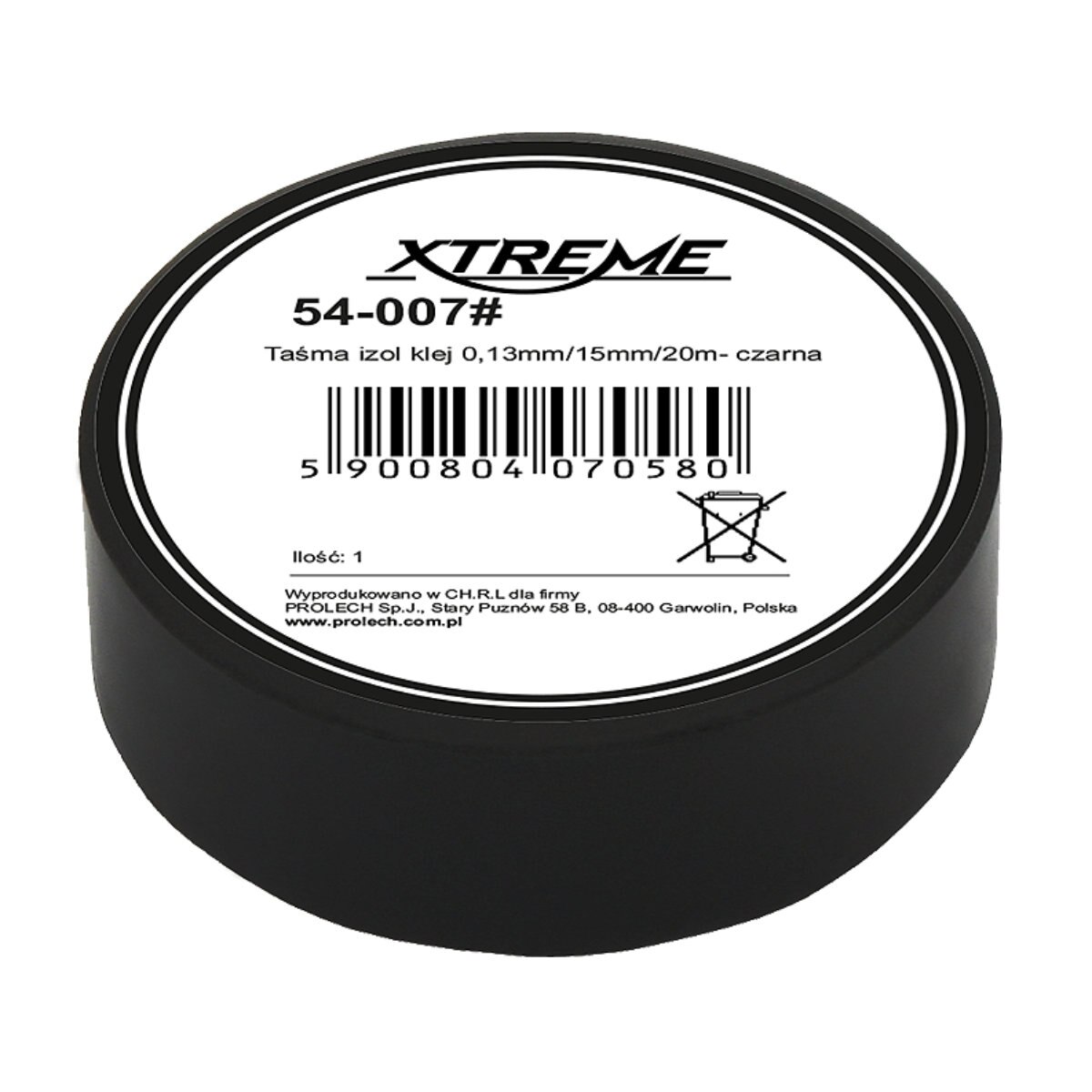 Banda izolatoare adeziva XTREME PROLECH 54-007, 15mm, 20m, Neagra