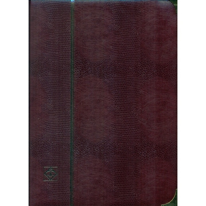 Clasor timbre Leuchtturm 64 pagini negre, A4, coperta visiniu-aspect piele crocodil, seria Comfort Deluxe 341943