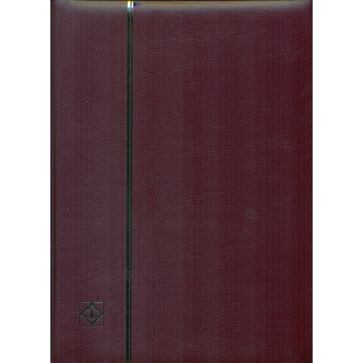 Clasor timbre Leuchtturm 64 pagini negre, A4, coperta din piele culoare visiniu, seria Premium 337807