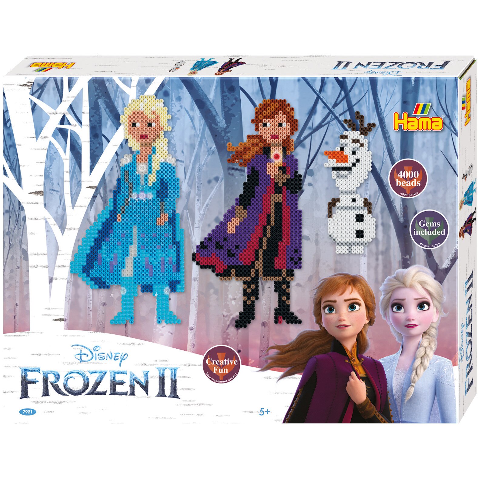 Margele de calcat Hama Midi, FROZEN 2, 4000 buc margele cu 2 plansete in cutie de cadou mica