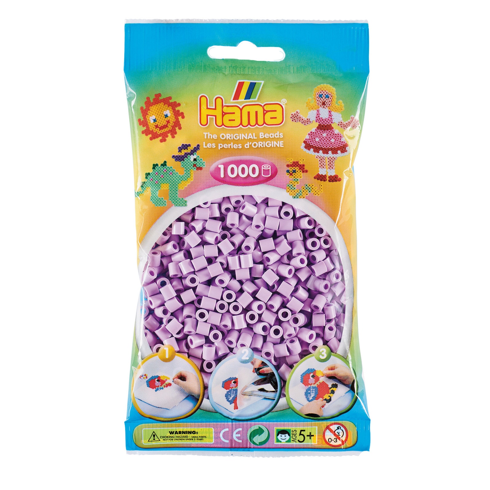 Margele de calcat HAMA MIDI Liliac Pastel 1000 buc in pungulita