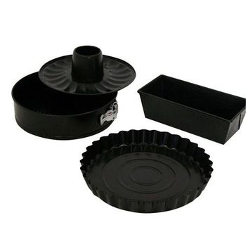 Set 4 forme de copt Axentia, forma springform, 2 baze, baza tort, forma dreptunghiulara, negru metalic Set 4 forme de copt Axentia, forma springform, 2 baze, baza tort, forma dreptunghiulara, negru metalic