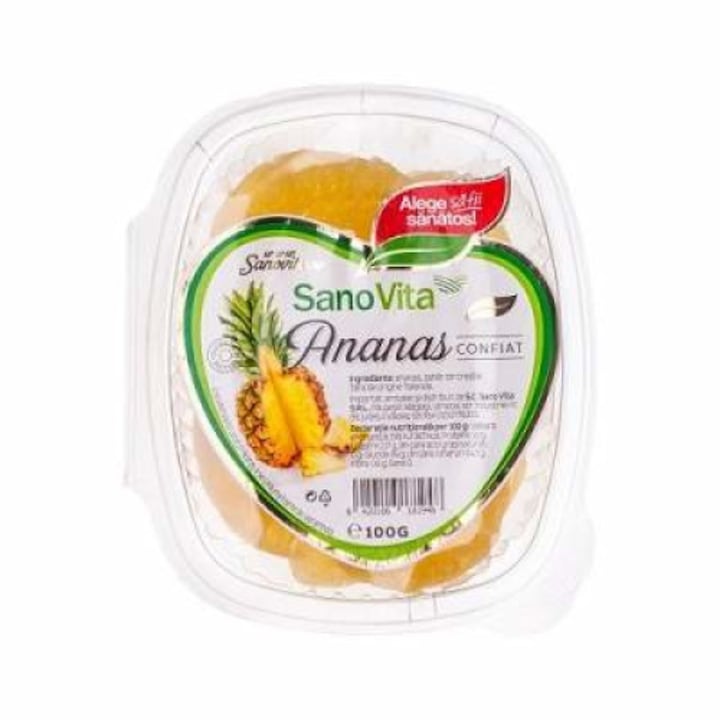 Fructe uscate - Ananas confiat, 100gr, SANO VITA