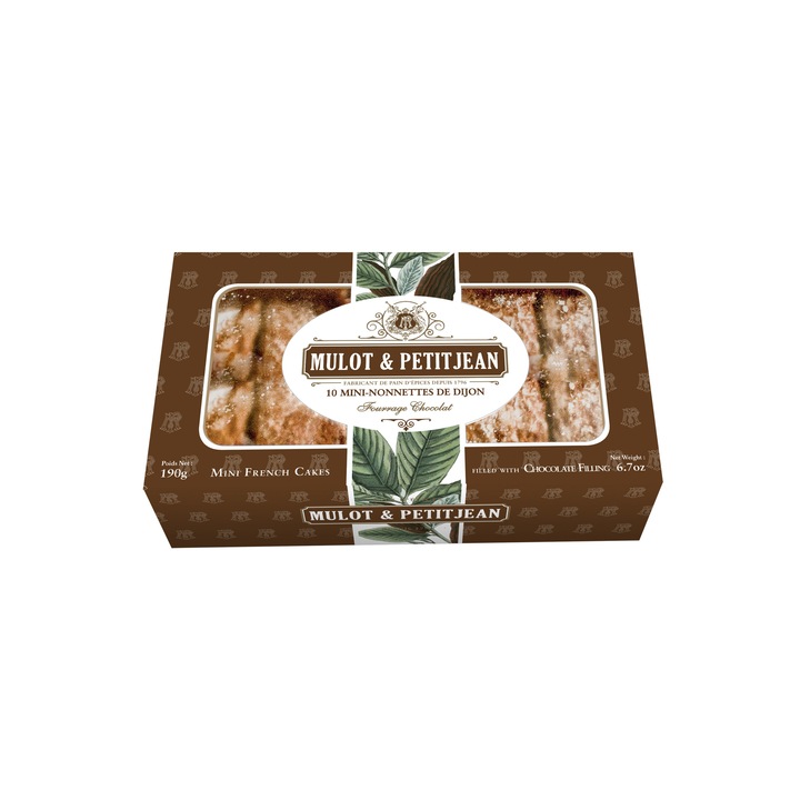 Cutie cu 10 Mini-Nonnettes cu crema de ciocolata, 190g, Mulot et Petitjean