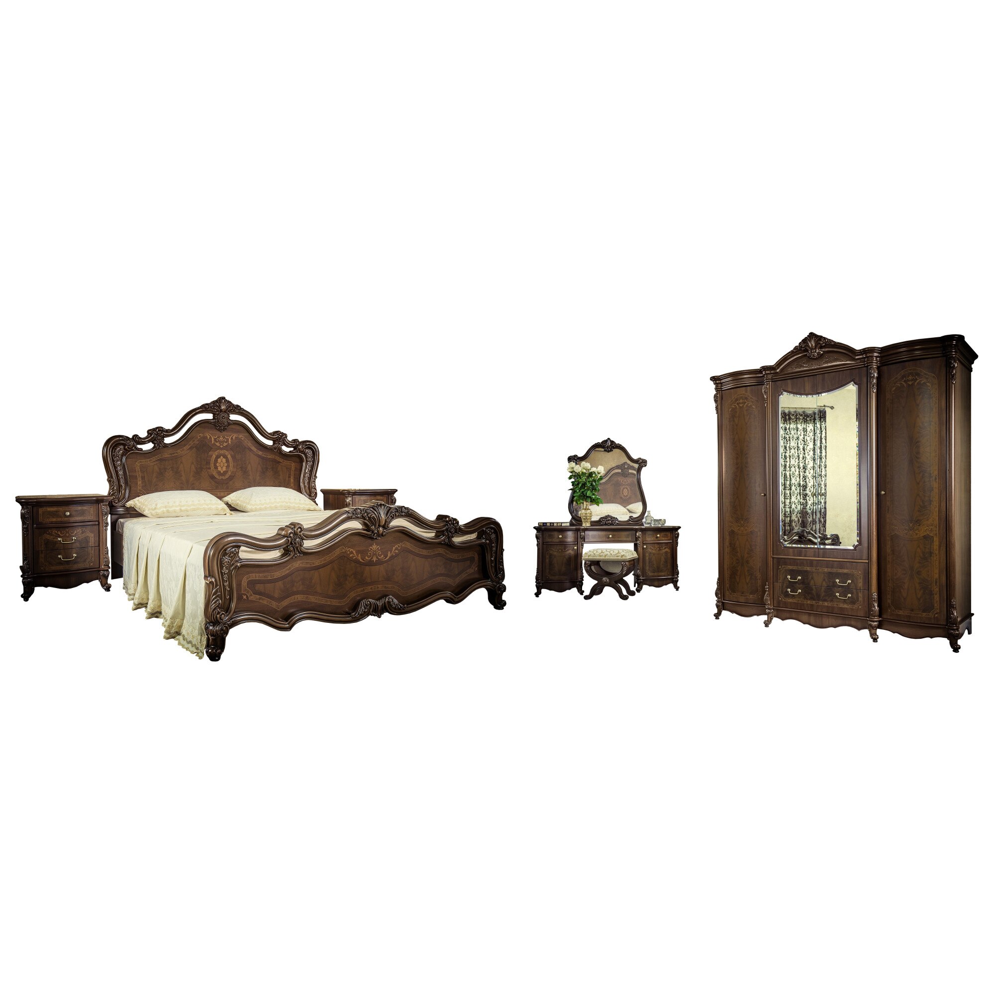 Set Dormitor Ilona 4 usi, 212x65x231cm, nuc