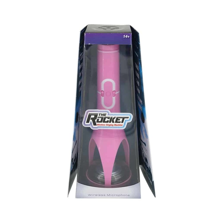Microfon de jucarie WiFi The Rocket roz cu amplificator si boxa