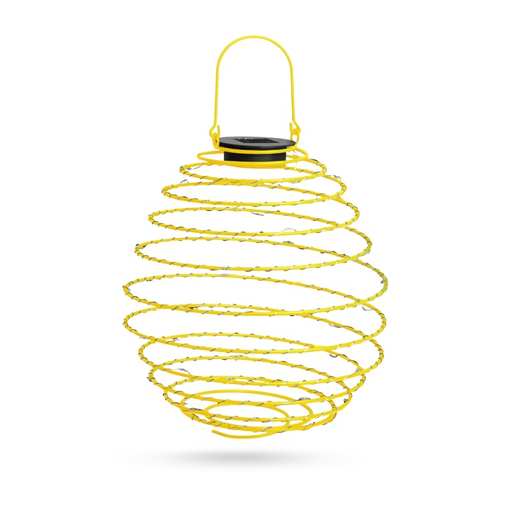 Lampa solara cu model spirala LED, alb cald, 22 cm, galben