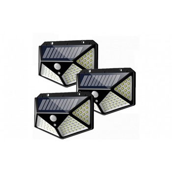 Set 3 lampi Solare cu 100 LED uri si Senzor Miscare,3 Intensitati de iluminare,IP67 Set 3 lampi Solare cu 100 LED uri si Senzor Miscare,3 Intensitati de iluminare,IP67