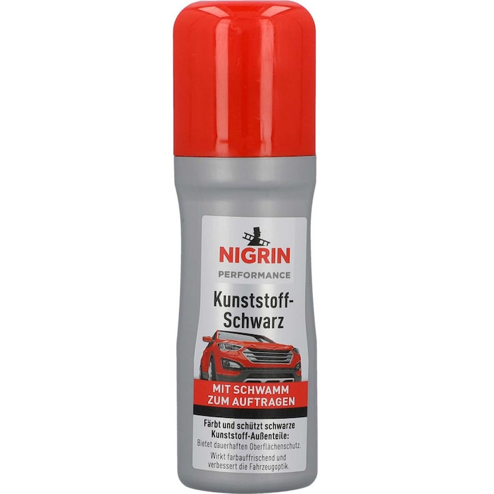 Solutie pentru protejarea si colorarea elementelor exterioare din plastic, Nigrin Performance, 75 ml, negru
