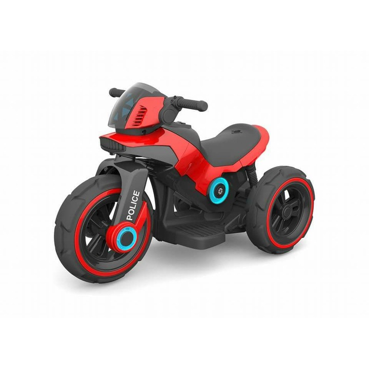 Motocicleta electrica copii, model Police, rosu, 12v, +2 ani