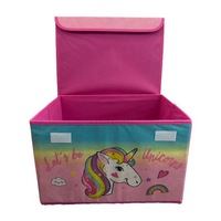 Cutie depozitare jucarii, pliabila cu capac, model Unicorn 40x30x25cm