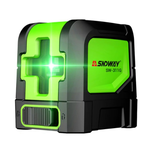 Nivela laser profesionala verde cu 2 linii in cruce SNDWAY SW-311G - 20 m, ± 0.3 mm/m precizie, IP 54, ± 4° domeniu de autonivelare