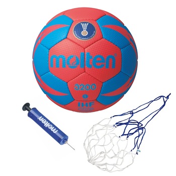 Minge handbal Molten H1X3200-RB, marime 1, aprobata IHF, pompa si plasa Minge handbal Molten H1X3200-RB, marime 1, aprobata IHF, pompa si plasa