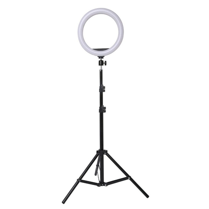 Lampa Circulara Ring Light, FAINTEC, 96 x LED SMD,8 Inch, 3 Trepte Lumina, Alimentare USB,trepied inclus