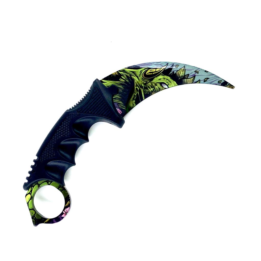 Cutit Karambit Avengers pentru antrenament, fara tais, teaca si snur de agatat, Hulk collection