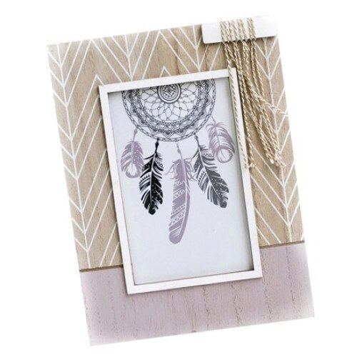 Rama foto decorativa din lemn cu accesoriu 10x15cm
