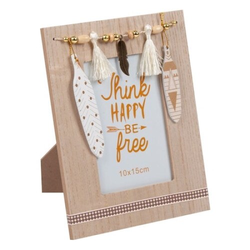 Rama foto decorativa din lemn cu pandantive 10x15cm