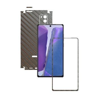Folie Protectie Carbon Skinz pentru Samsung Galaxy Note 20 - Carbon Gri Argintiu 360 Cut, Skin Adeziv Full Body Cover pentru Rama Ecran, Carcasa Spate si Laterale