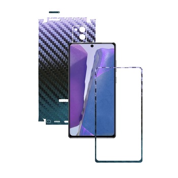 Folie Protectie Carbon Skinz pentru Samsung Galaxy Note 20 - Carbon Cameleon 360 Cut, Skin Adeziv Full Body Cover pentru Rama Ecran, Carcasa Spate si Laterale