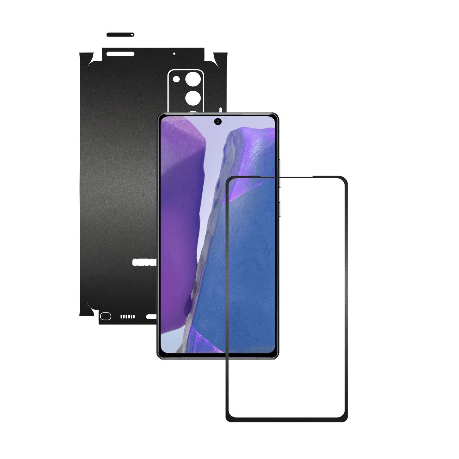 Folie Protectie Carbon Skinz pentru Samsung Galaxy Note 20 - Negru Mat 360 Cut, Skin Adeziv Full Body Cover pentru Rama Ecran, Carcasa Spate si Laterale