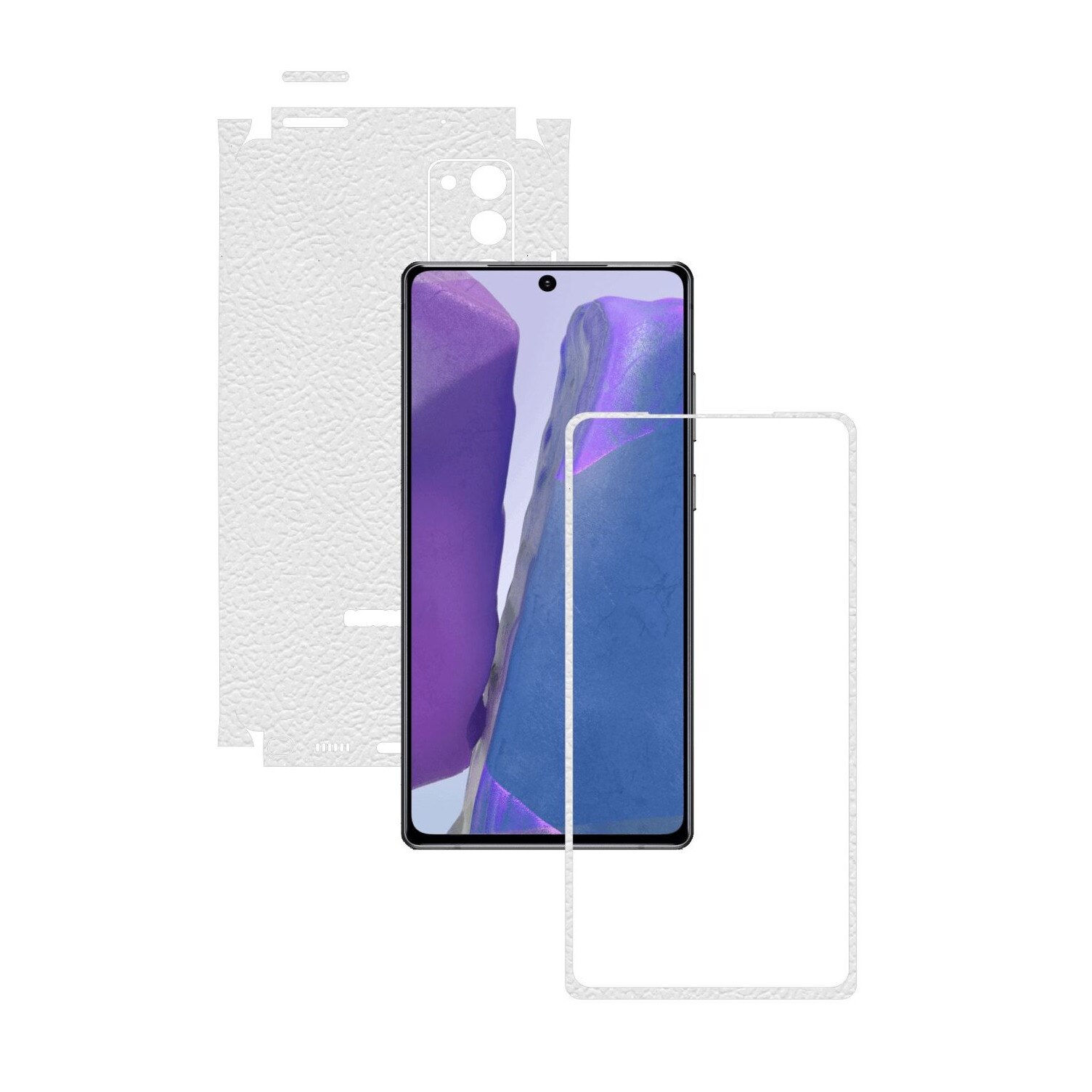 Folie Protectie Carbon Skinz pentru Samsung Galaxy Note 20 - Piele Alba 360 Cut, Skin Adeziv Full Body Cover pentru Rama Ecran, Carcasa Spate si Laterale
