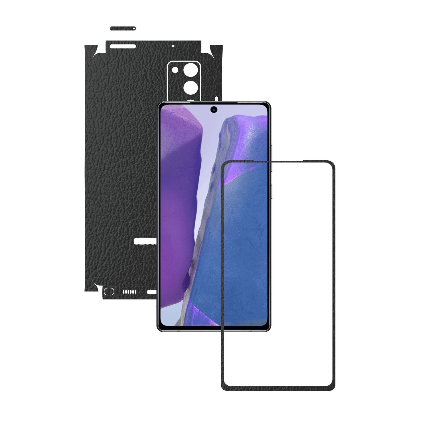 Folie Protectie Carbon Skinz pentru Samsung Galaxy Note 20 - Piele Neagra 360 Cut, Skin Adeziv Full Body Cover pentru Rama Ecran, Carcasa Spate si Laterale