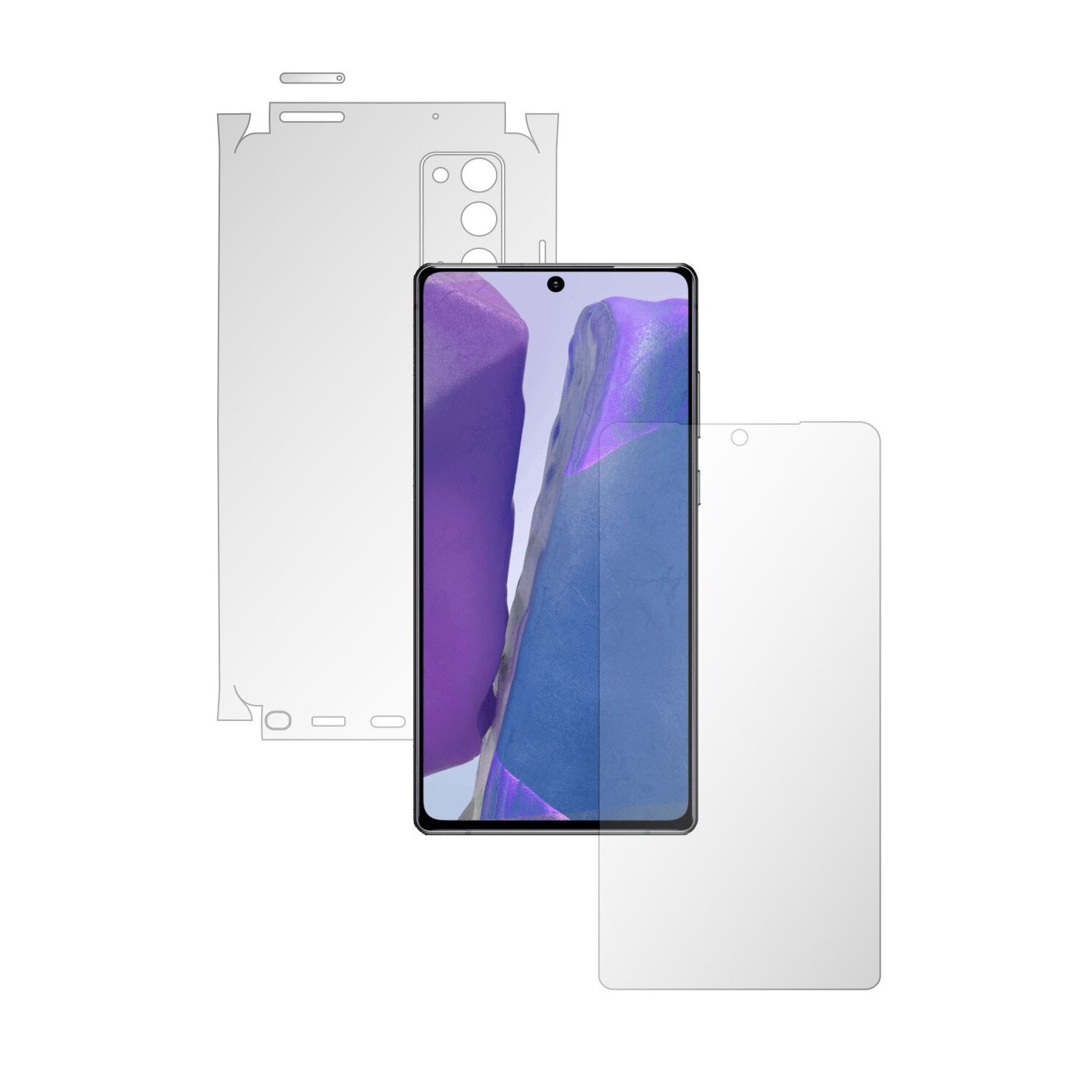 Folie Full Body Invisible Skinz Matte pentru Samsung Galaxy Note 20 - Siliconica Mata Anti-Amprenta, Anti-Reflex, cu taiere 360 Cut pentru Ecran, Carcasa Spate si Laterale, Skin Adeziv Transparent