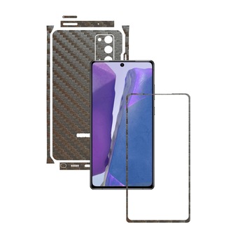 Folie Protectie Carbon Skinz pentru Samsung Galaxy Note 20 - Carbon Gri Argintiu Split Cut, Skin Adeziv Full Body Cover pentru Rama Ecran, Carcasa Spate si Laterale