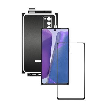 Folie Protectie Carbon Skinz pentru Samsung Galaxy Note 20 - Negru Mat Split Cut, Skin Adeziv Full Body Cover pentru Rama Ecran, Carcasa Spate si Laterale
