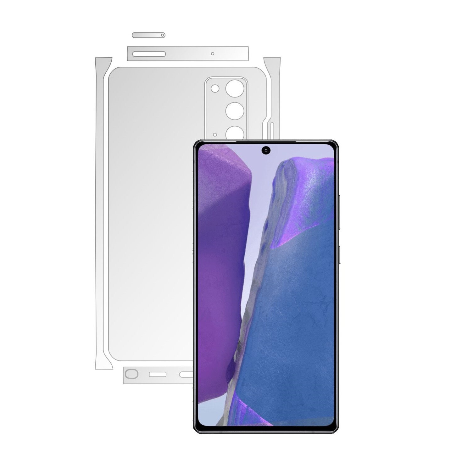 Folie Protectie Spate Invisible Skinz Matte pentru Samsung Galaxy Note 20 - Siliconica Mata Anti-Amprenta, Anti-Reflex,cu taiere Split Cut pentru Carcasa Spate si Laterale, Skin Adeziv Transparent