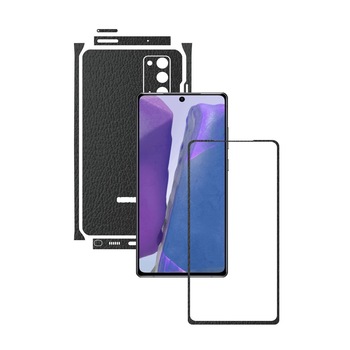 Folie Protectie Carbon Skinz pentru Samsung Galaxy Note 20 - Piele Neagra Split Cut, Skin Adeziv Full Body Cover pentru Rama Ecran, Carcasa Spate si Laterale