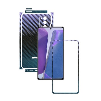 Folie Protectie Carbon Skinz pentru Samsung Galaxy Note 20 - Carbon Cameleon Split Cut, Skin Adeziv Full Body Cover pentru Rama Ecran, Carcasa Spate si Laterale