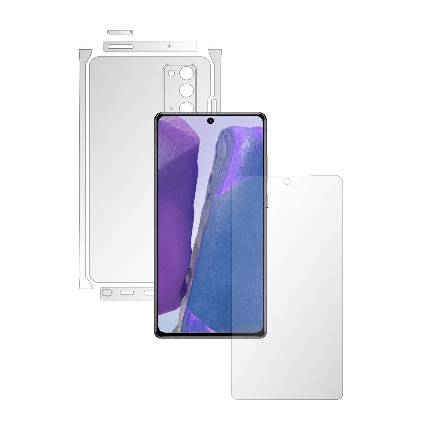 Folie Full Body Invisible Skinz HD pentru Samsung Galaxy Note 20 - Protectie Siliconica Ultra-Clear cu taiere Split Cut pentru Ecran, Carcasa Spate si Laterale, Skin Adeziv Transparent