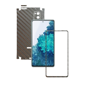 Folie Protectie Carbon Skinz pentru Samsung Galaxy S20 FE - Carbon Gri Argintiu 360 Cut, Skin Adeziv Full Body Cover pentru Rama Ecran, Carcasa Spate si Laterale