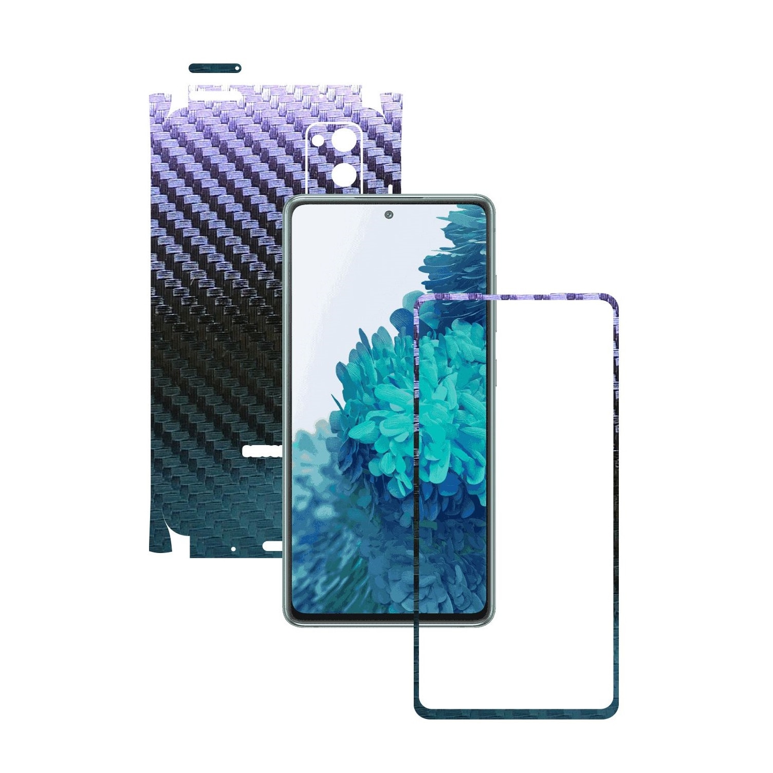 Folie Protectie Carbon Skinz pentru Samsung Galaxy S20 FE - Carbon Cameleon 360 Cut, Skin Adeziv Full Body Cover pentru Rama Ecran, Carcasa Spate si Laterale