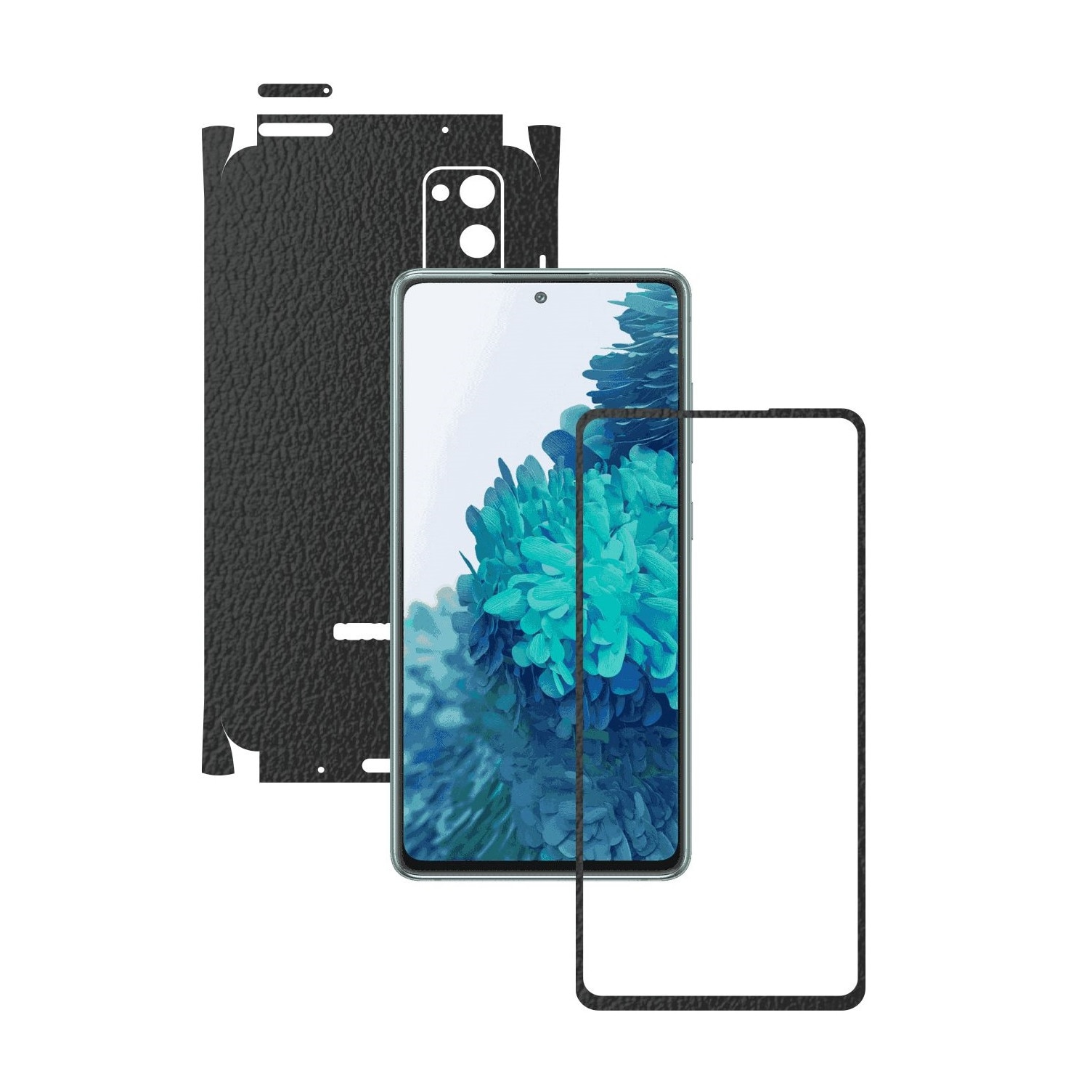 Folie Protectie Carbon Skinz pentru Samsung Galaxy S20 FE - Piele Neagra 360 Cut, Skin Adeziv Full Body Cover pentru Rama Ecran, Carcasa Spate si Laterale