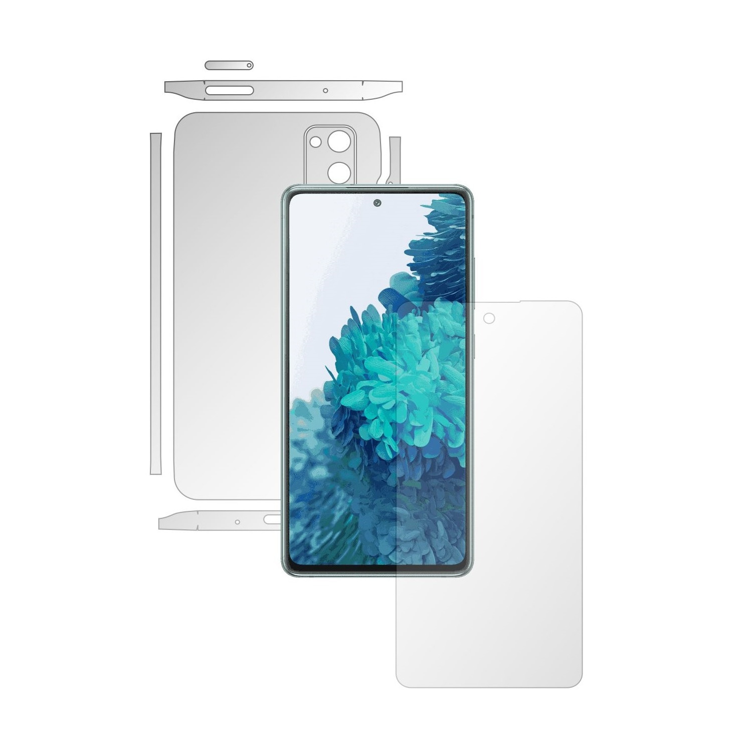 Folie Full Body Invisible Skinz UHD AutoRegeneranta pentru Samsung Galaxy S20 FE - Protectie Siliconica Ultra-Clear cu taiere Split Cut pentru Ecran, Carcasa Spate si Laterale, Skin Adeziv Transparent