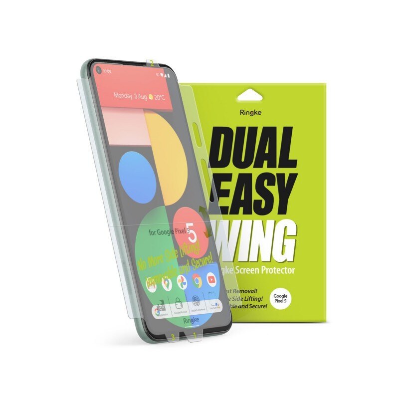 Folie Premium Full Cover Ringke Dual Easy Compatibila Cu Google Pixel 5, Transparenta -2 Bucati In Pachet
