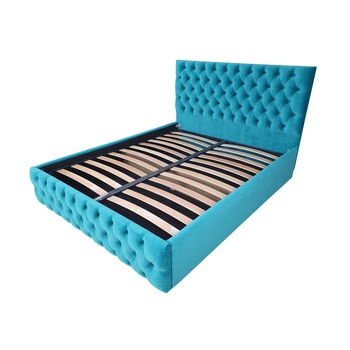 Pat tapitat Classmob Kirra, 160x200cm,somiera metalica rabatabila,lada depozitare,turcoaz Pat tapitat Classmob Kirra, 160x200cm,somiera metalica rabatabila,lada depozitare,turcoaz