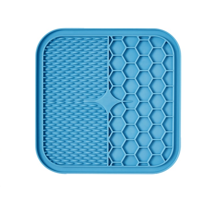 Covoras hranire lick mat Oktane® pentru caini si pisici patrat 20x20cm albastru inchis
