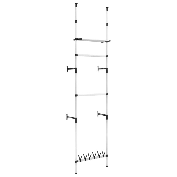 Sifonier telescopic cu bare, vidaXL, Aluminiu, 65 x 40 x 250-300 cm, Argintiu