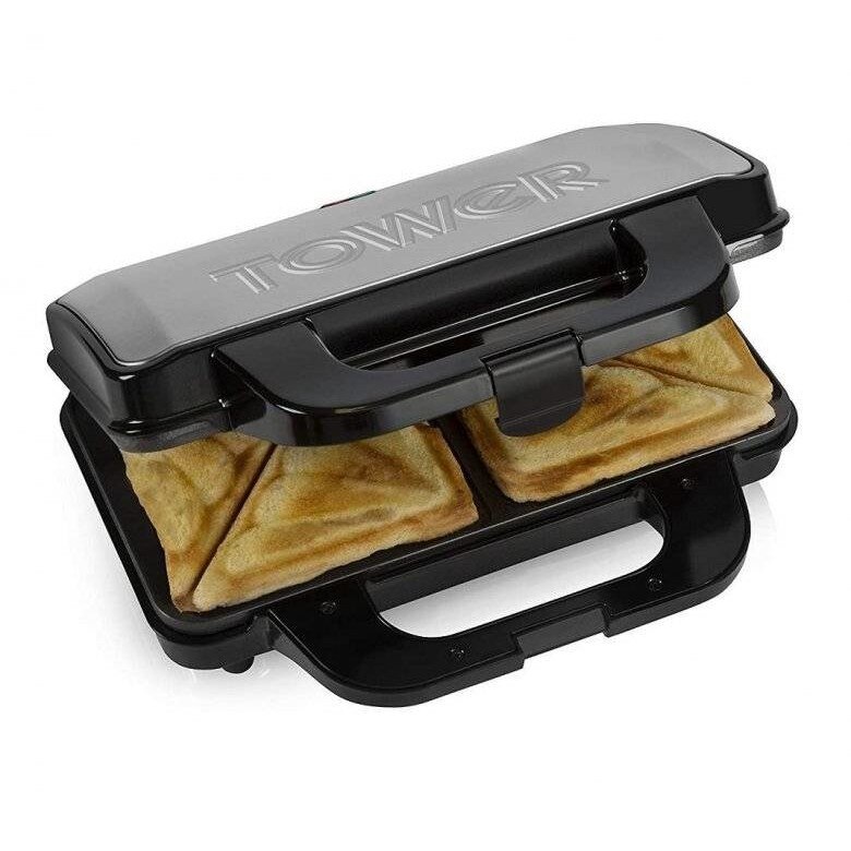 Sandwich Maker Tower T27013, Putere 900W, Acoperire Ceramica Cerastone, Dimensiuni 24.5 x 29 x 10.2 cm