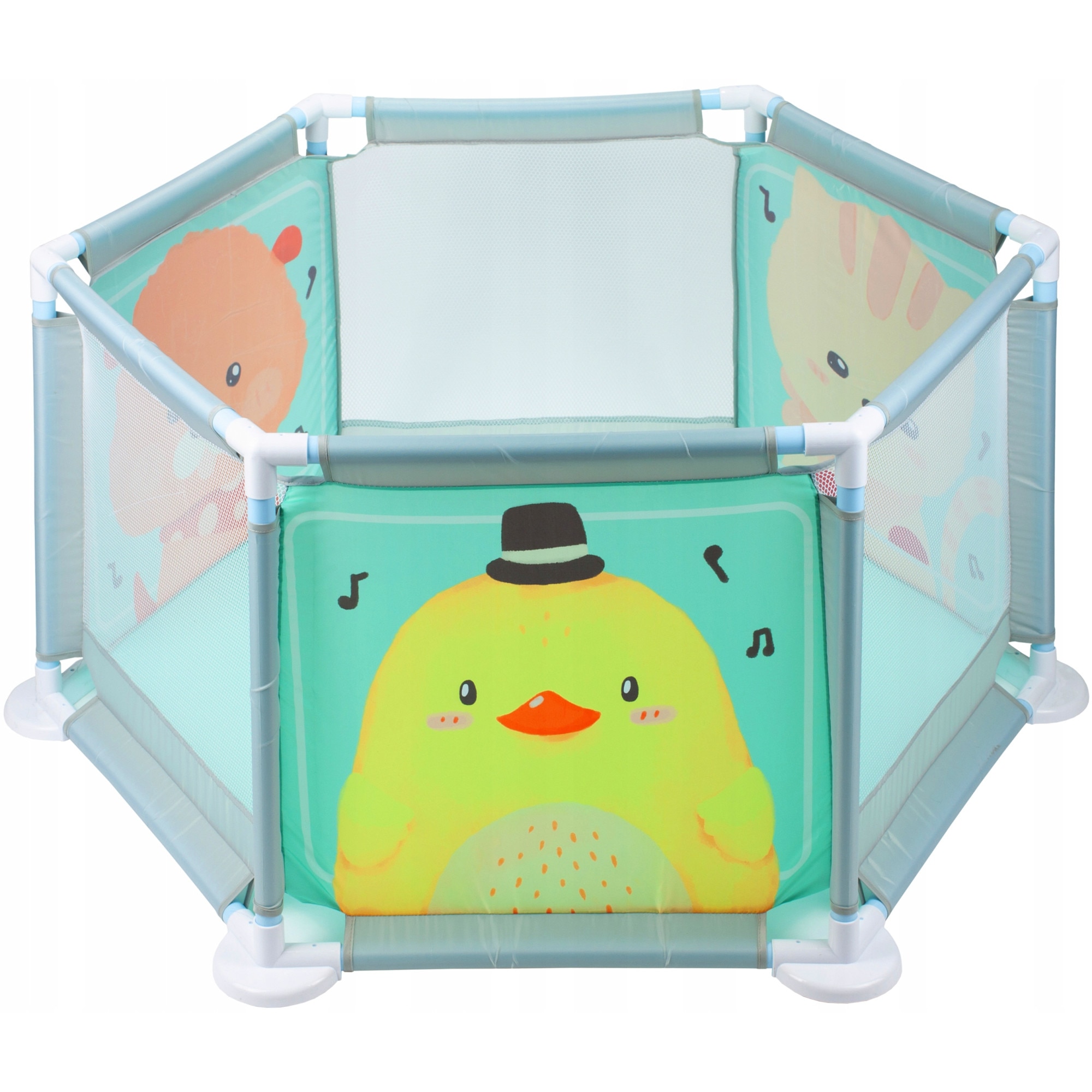 Tarc de Joaca pentru Copii Imprimeu Animalute, KinderVibe, Stabil, Material Detasabil si Lavabil, Asamblare Usoara, 100 cm Diametru, Multicolor