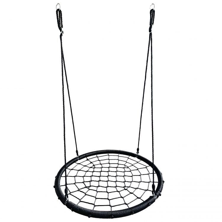 Leagan tip cuib cu plasa, cadru metalic, negru, rezistent la conditiile meteorologice, diametru 100 cm, sarcina maxima 100 kg