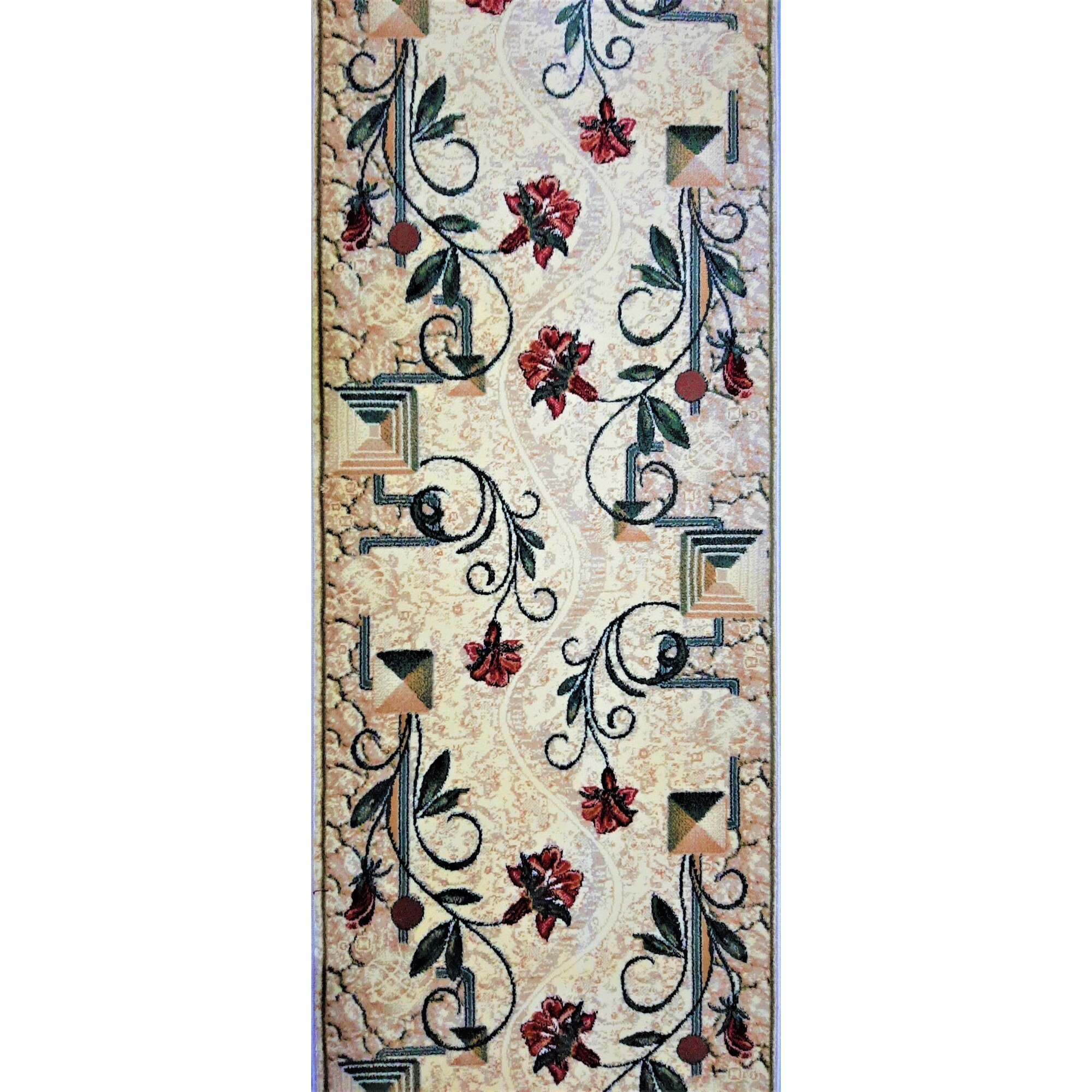 Traversa Lotos 587, Model cu Flori, Crem, 100x300 cm, 1800 gr/mp